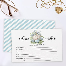 Blaues Kürbisbaby Duschberatung wünscht Karte