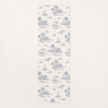 Blaues Küsten-Tropen-Französisches Toile-Muster