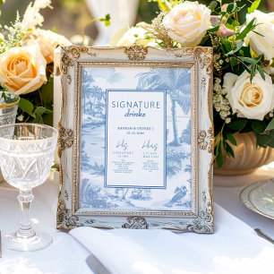 Blaues Küstenstoilenschild Hochzeit - Getränke Poster