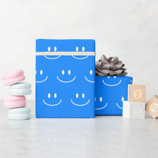 Blaues Lächeln Musterpapier Geschenkpapier (Babyparty)