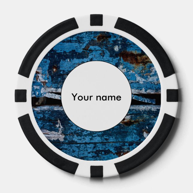 Blaues lackiertes Holz Pokerchips (Vorderseite)