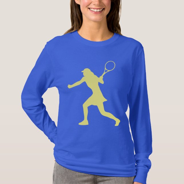 Blaues Langarm-Tennis-Shirt für Damen T-Shirt (Vorderseite)