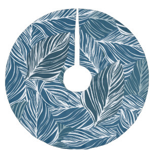 Blaues Leaf-Muster: Vintages Tapete. Polyester Weihnachtsbaumdecke