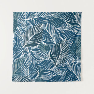 Blaues Leaf-Muster: Vintages Tapete. Wandteppich