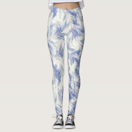 Blaues Leaf Vintages Muster Natur Leggings