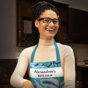 Blaues Leaf Watercolor Tropical Pattern Individual Schürze