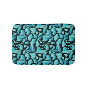 Blaues Leaf-Wiederholmuster Badematte