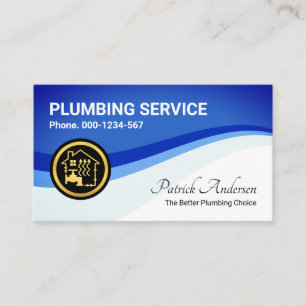 Blaues Leaking Water Waves Plumber Visitenkarte