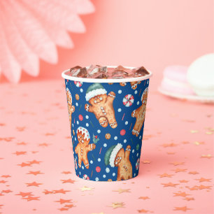 Blaues Lebkuchen Urlaubspapier Set Pappbecher