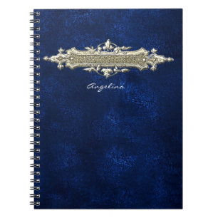 Blaues ledernes Notizbuch Notizblock