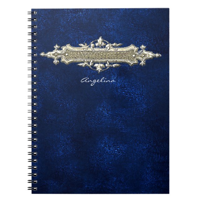 Blaues ledernes Notizbuch Notizblock (Vorderseite)