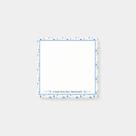 Blaues Lehrer-Dankeschön-Geschenk mit Punkten Post-it Klebezettel