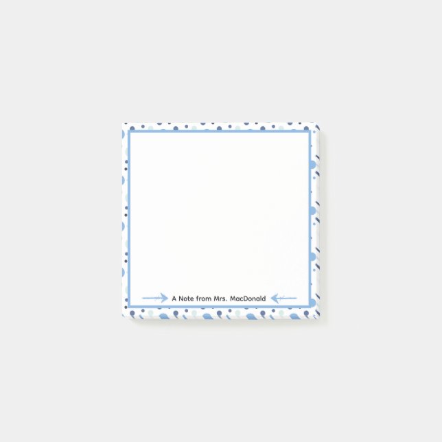 Blaues Lehrer-Dankeschön-Geschenk mit Punkten Post-it Klebezettel (Vorderseite)
