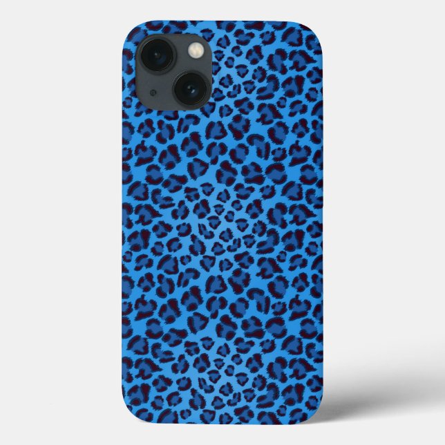 blaues Leopardbeschaffenheitsmuster Case-Mate iPhone Hülle (Rückseite)