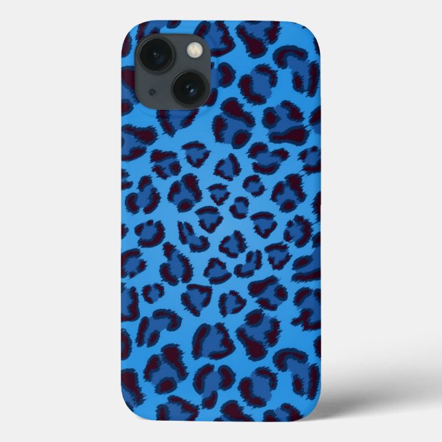 blaues Leopardbeschaffenheitsmuster Case-Mate iPhone Hülle (Rückseite)