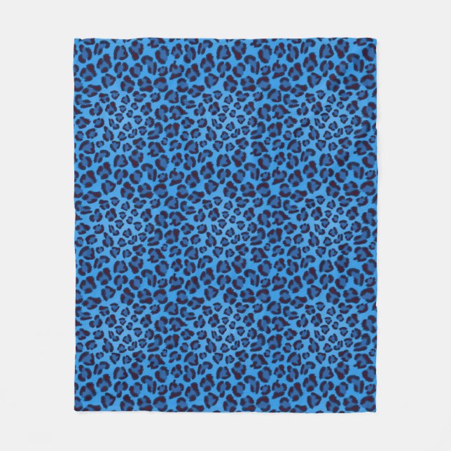 blaues Leopardbeschaffenheitsmuster Fleecedecke (Vorderseite)