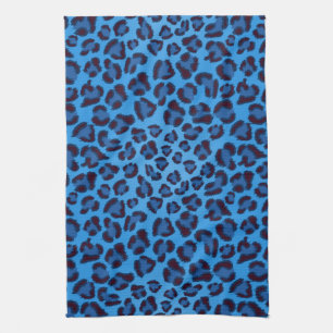 blaues Leopardbeschaffenheitsmuster Handtuch