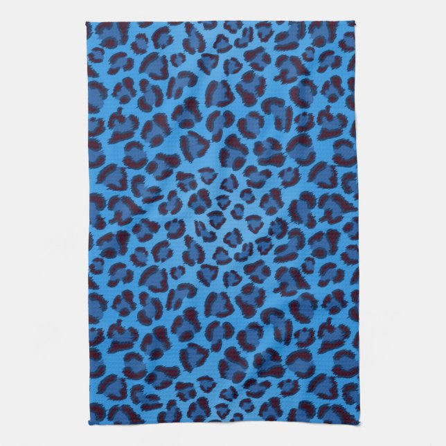 blaues Leopardbeschaffenheitsmuster Handtuch (Vertikal)