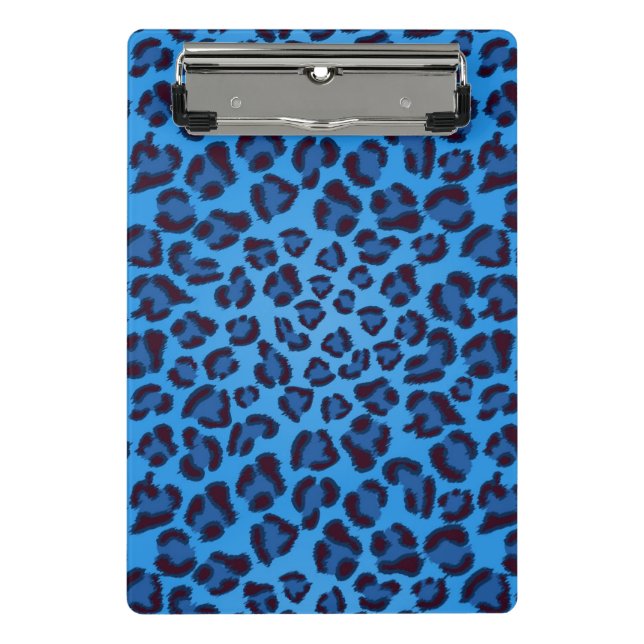 blaues Leopardbeschaffenheitsmuster Mini Klemmbrett (Vorderseite)