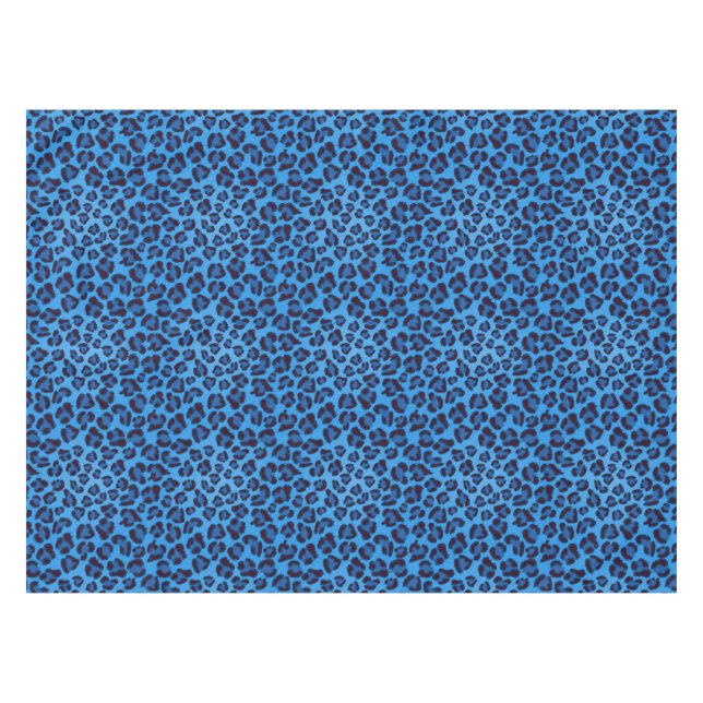 blaues Leopardbeschaffenheitsmuster Tischdecke (Vorderseite (Horizontal))