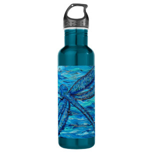 Blaues Libellenbild Edelstahlflasche