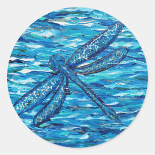 Blaues Libellenbild Runder Aufkleber