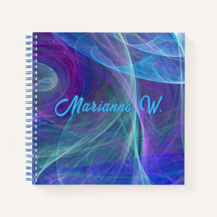 Blaues Lila Aquamarines Abstraktionsmonogramm Notizbuch