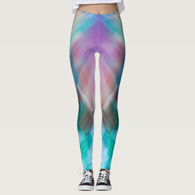 Blaues lila, aquamarines Licht streut abstrakt fet Leggings (Vorderseite)