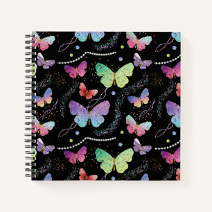 Blaues Lila-Chic-Schmetterlingsmuster Notizbuch
