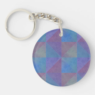 Blaues Lila Dreieck Geometrisches Muster Schlüsselanhänger