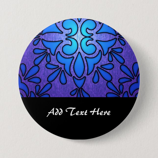 Blaues, Lila gestanztes Glasdesign Button (Vorderseite)