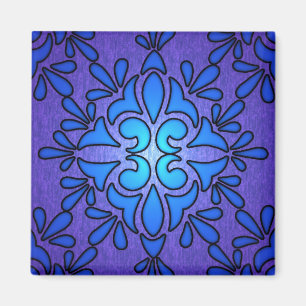 Blaues, Lila gestanztes Glasdesign Magnet