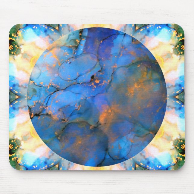 Blaues lila Gold, abstrakter Scifi oder Erde Mousepad (Vorne)