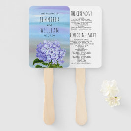 Blaues, lila Hydrangea-Blume-Hochzeitsprogramm Fächer