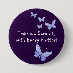 Blaues Lila Kaleidoskop Butterfly Slogan Violet Button