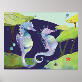 Blaues Lila Meerpferd Poster