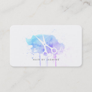 blaues Lila modernen Hairstylisthaar Watercolor Visitenkarte