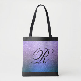 Blaues Lila Ombre-Glitzer-Design mit Monogram