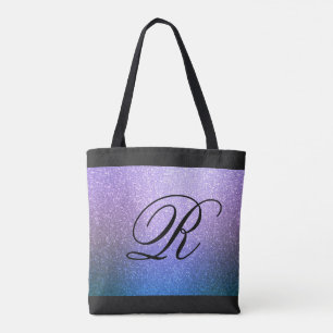 Blaues Lila Ombre-Glitzer-Design mit Monogram