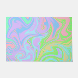 Blaues Lila rosa grünes Pastellmuster Fußmatte