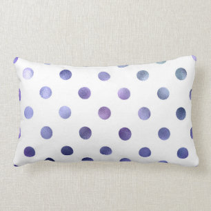 Blaues Lila Violett Metallische Imitat Foil Polka  Lendenkissen