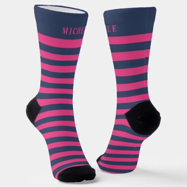 Blaues Lila Violett Rosa Streifen für Individuelle Socken (Gewinkelt)