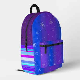 Blaues lila violettes Print Cut Sew Backpack Bedruckter Rucksack