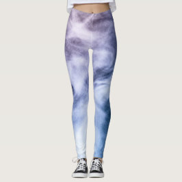 Blaues lila Weiß abstrakte himmlische Wolken rauch Leggings