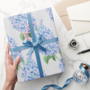Blaues Lilacs-Muster Geschenkpapier