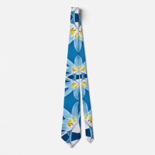 Blaues Lilienmuster Krawatte