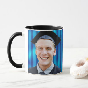 Blaues Linienmuster Editierbares Porträt Männer Ab Tasse
