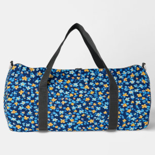 Blaues Little-Blume-Muster Duffle Bag