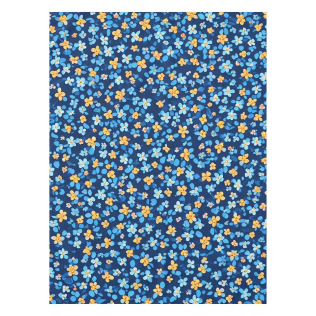 Blaues Little-Blume-Muster Tischdecke (Vorderseite)