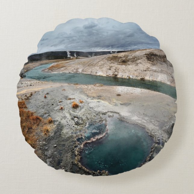 Blaues Loch Rundes Kissen (Vorderseite)